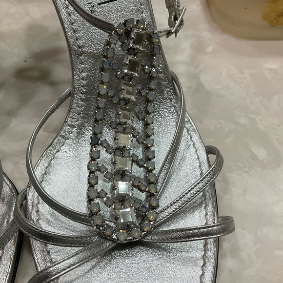 Gunmetal Rhinestone and Silver Evening Heels, Beautiful, Sz 8.5 / 39 - Picture 14 of 16
